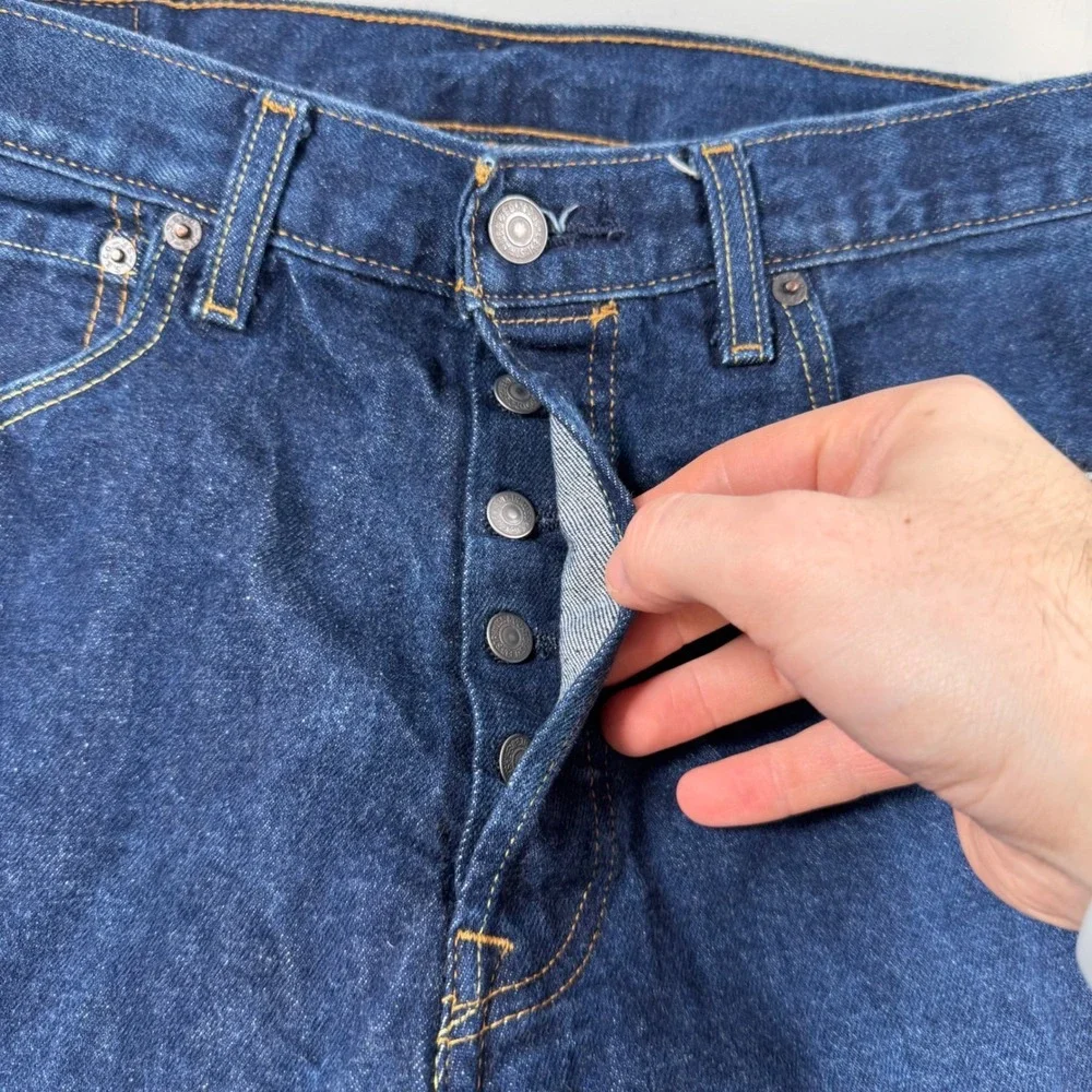 Levis 501 Original Mens Dark Wash Straight Leg Button Fly‎ Jeans W34 L34